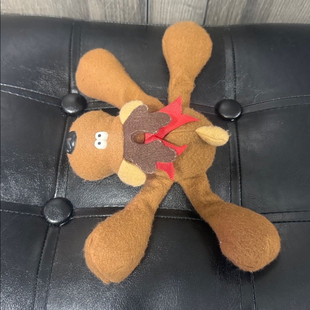 Retired Rodney Reindeer 1979 Hallmark Bean Bag Christmas Plush With Red Bow - Picture 4 of 5